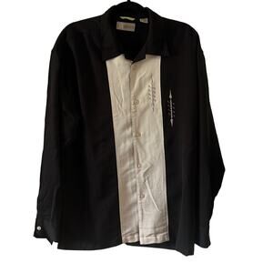 Cubavera Black and White Casual Button Down Shirt